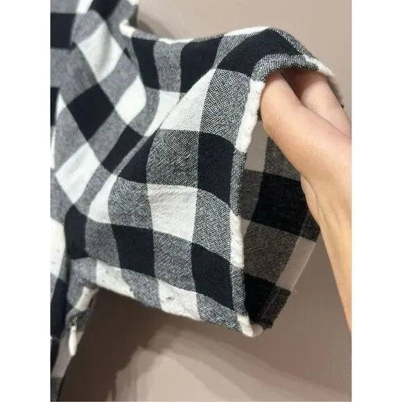 NWOT Jessakae Black & White Plaid Picnic Waist Tie Mini Dress Women's Small - Picture 3 of 13